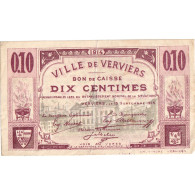Belgique, 10 Centimes, VILLE DE VERVIERS, TTB - Monetary /of Necessity