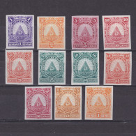 HONDURAS 1890, Sc# 40-50, Imperforated Proofs, NG - Honduras