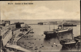 CPA Malta, Entrance To Grand Harbour, Steamer - Malta