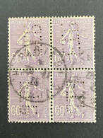 FRANCE E N° 200 Semeuse Ligné E.T.P. 149 Indice 3 Perforé Perforés Perfins Perfin Superbe !! Bloc De 4 - Autres & Non Classés