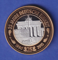 Silbermedaille Brandenburger Tor - 25 Jahre Deutsche Einheit 2015 - Non Classés