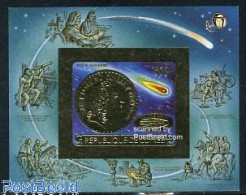 Guinea, Republic 1986 Halleys Comet S/s, Gold Imperforated, Mint NH, Science - Astronomy - Halley's Comet - Astrologie