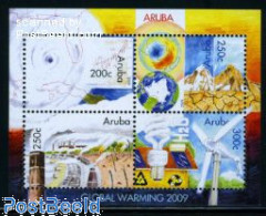 Aruba 2009 Global Warming 4v M/s, Mint NH, Nature - Various - Environment - Mills (Wind & Water) - Protection De L'environnement & Climat