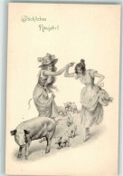 39781864 - Neujahr Frauen Hutmode M. M. Vienne - Varkens