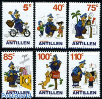Netherlands Antilles 2001 Post, Comics 6v, Mint NH, Nature - Sport - Dogs - Cycling - Post - Art - Comics (except Disn.. - Cycling