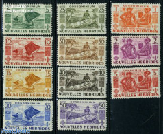 New Hebrides 1953 Definitives 11v F, Mint NH, History - Transport - Ships And Boats - Neufs