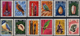 New Hebrides 1972 Definitives 12v E, Mint NH, Nature - Birds - Parrots - Shells & Crustaceans - Art - Art & Antique Ob.. - Neufs