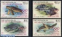 Nicaragua 1980 Turtles, Olympic Games 4v, Mint NH, Nature - Sport - Reptiles - Turtles - Olympic Games - Nicaragua