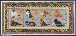 Nevis 1994 Persian Cats 8v M/s, Mint NH, Nature - Cats - St.Kitts-et-Nevis ( 1983-...)