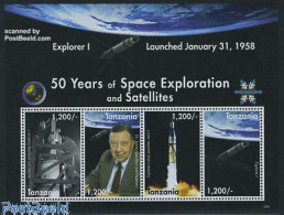 Tanzania 2009 Space Exploration, Explorer I 4v M/s, Mint NH, Transport - Space Exploration - Tanzanie (1964-...)