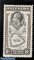 Ascension 1934 8p, Stamp Out Of Set, Unused (hinged), Nature - Various - Turtles - Maps - Géographie