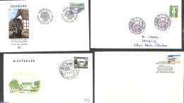 *Topical Covers 1980 4 Covers With Cancellations On Water Mills, Postal History, Various - Mills (Wind & Water) - Moulins