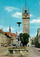 Straubing Tiburtusbrunnen Und Stadtturm - Straubing