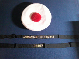 Bâchi De Marin De La Marine Nationale Avec 2 Bandes ORION Et COMMANDANT DE PIMODAN - Copricapi