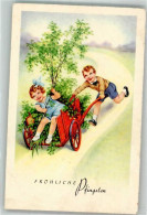 39901664 - Kinder Karren Mit Maibaeume - Pfingsten
