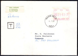 1988 Aland Finland Suomi ATM 2 / 140P On FDC To Finland, TAXE, Retour / Distributeurs Frama Etiquetas Automatici - Aland