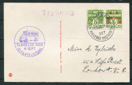 1938 Denmark 10. Filatelistdag I Slagelse Annulleret Med Særstempel Det Rullende Postkontor, Mobile Post Office Postcard - Covers & Documents