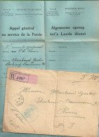 Brief Recommande ROUEN "Gaston Marchand" "APPEL GENERAL AU SERVICE DE LA PATRIE" ,Commission Recrutement N°7  (B2135) - Army: Belgium