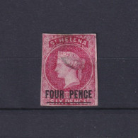 ST. HELENA 1863, SG# 5, CV £250, Imperf, 4d Carmine, QV, Used - Sainte-Hélène