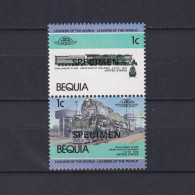 ST. VINCENT Becuia 1984, S?# 1-2, Trains, Specimen O/print, MNH - St.Vincent (1979-...)