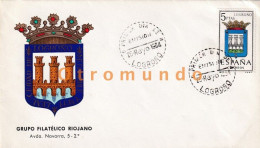 ENVELOPE SOBRE GRUPO FILATELICO RIOJANO LOGROÑO ESPAÑA 1964 FIRST DAY - Gebraucht