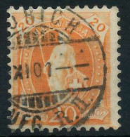 SCHWEIZ STEHENDE HELVETIA Nr 58YD Zentrisch Gestempelt X6B63A2 - Gebraucht