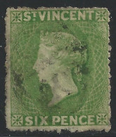 1877 ST. VINCENT - SG N. 23 6d. Pale Green USATO Firmato Sorani - Other & Unclassified