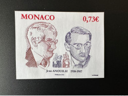Monaco 2010 YT 2713 Non Dentelé IMPERF Jean Anouilh Théâtre Theater 1910  - 1987 Art Kunst - Errors And Oddities