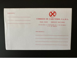 Cape Kap Cabo Verde Stationery Entier Postal Ganzsache Taxa Paga Serviço Nacional Pre-paid (small Format) - Cap Vert