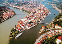 Passau Muendung Von Inn Ilz Und Donau Fliegeraufnahme - Passau
