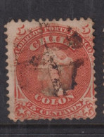 Chile 1867 5c Columbus Red Orange Used No 11 - Chili