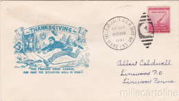 * U.S.A. COVER - Navy - Thanksgiving, Vallejo Calif. U.S.M.Barracks 1941 - 1941-1950