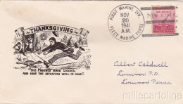 * U.S.A. COVER - Navy - Thanksgiving, Fleet Marine Force, First Marine Div. 1941 - 1941-1950