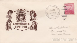 * U.S.A. COVER - Navy - Sweetheart, Brown V. - Naval Station, Key West 1942 - 1941-1950
