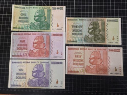 Zimbabwe 5 Notes Set，1,5,10,20,50 Billion P83-87，XF+ - Zimbabwe