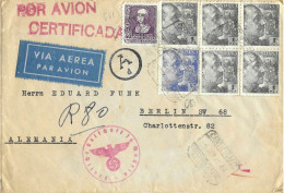 ESPAGNE LETTRE RECOMMANDEE Censurée  05 09  1941  De MADRID Pour BERLIN - Storia Postale