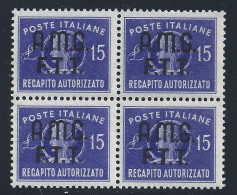 1949 TRIESTE A - Recapito Autorizzato 15 Lire Violetto N. 3 MNH** - Autres & Non Classés