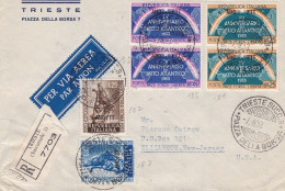 1953 TRIESTE A -Raccomandata Aerea Per Gli Stati Uniti Con Affrancatura Multipla - Autres & Non Classés