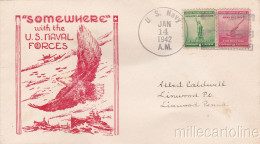 * U.S.A. COVER 1942 - Navy WWII - "Somewhere" With The U.S.Naval Forces - Autres & Non Classés