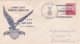 * U.S.A. COVER 1941 - Navy - First Day Postal Service, U.S.S.West Point - 1941-1950