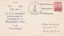 * U.S.A. COVER 1941 - Navy - U.S.S.Brooklyn, Blockade Of The Mississippi River - 1941-1950