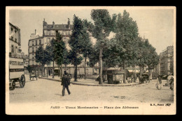 75 - PARIS 18EME - VIEUX MONTMARTRE - PLACE DES ABBESSES - CARTE COLORISEE ET PAILLETTES - Paris (18)