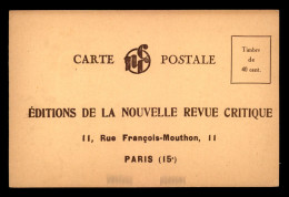75 - PARIS 15EME - CARTE DE SERVICE DES EDITIONS DE LA NOUVELLE REVUE CRITIQUE, 11 RUE FRANCOIS MOUTHON - Paris (15)