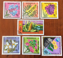 Asie 241 Mongolie Fleurs Lot De 7 Timbres Oblitérés - Mongolie