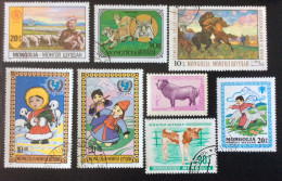 Asie 242 Mongolie Animaux Enfants Lot De 8 Timbres Oblitérés - Mongolie
