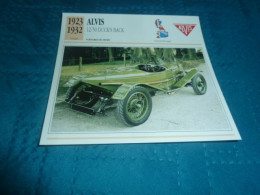 Voitures De Sport - Alvis 12/50 Duck's Back - Moteur 4 Cylindres En Ligne - Grande-Bretagne - Fiche Technique - - Sonstige & Ohne Zuordnung