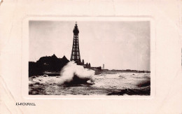 A741 England 1908 Blackpool Sea Waves Lighthouse Passepartout Postcard - Blackpool