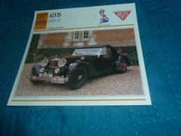 Voitures De Sport - Alvis Speed 25 - Moteur 6 Cylindres, Soupapes En Tête - Grande-Bretagne - Fiche Technique - - Sonstige & Ohne Zuordnung