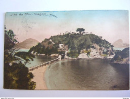 Cpa Brasil Bresil Jiha Da Boa - Viagem Colorisée Circulée 1913 (705) - Rio De Janeiro