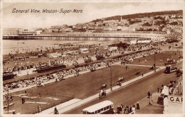 A741 England 1935 Weston-Super-Mare General View Bridge Tram RPPC Postcard - Autres & Non Classés
